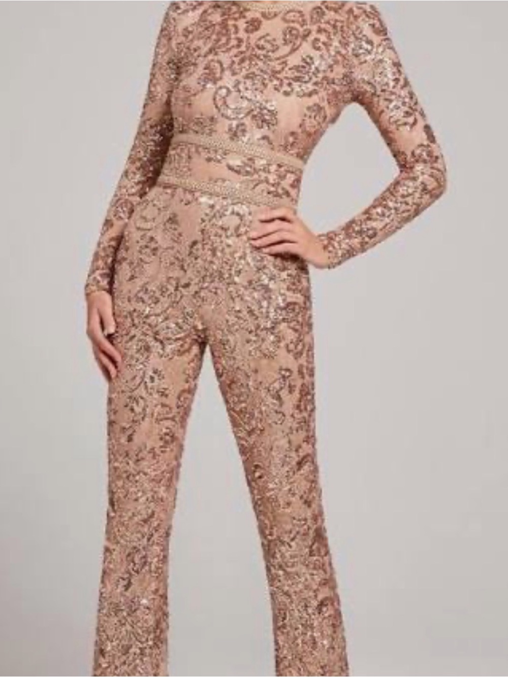 NADINE MERABI Bella Champagne Jumpsuit - Large